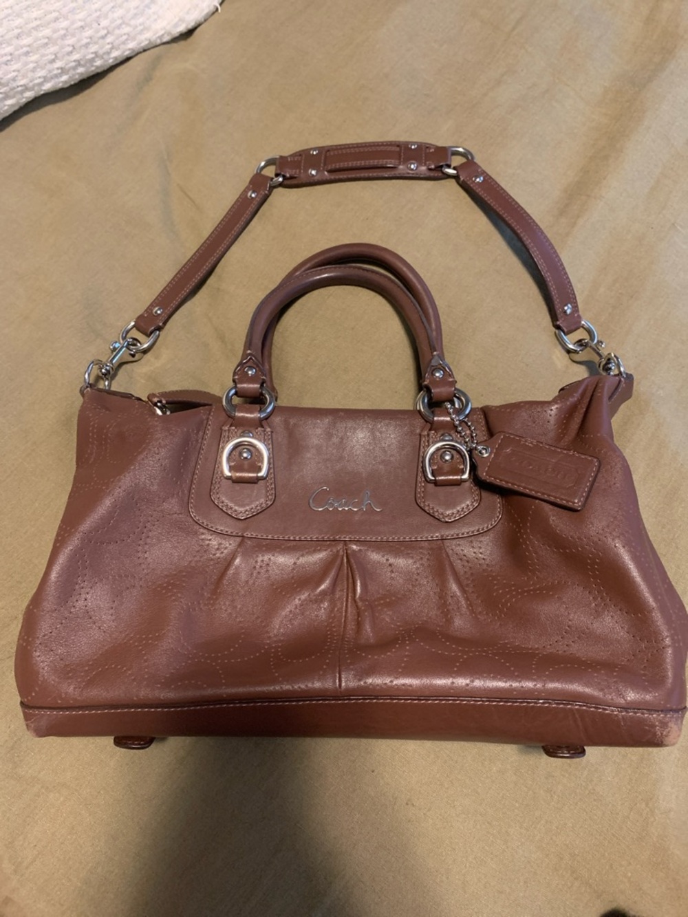 Coach Leather Satchel in Warm Chestnut Brown